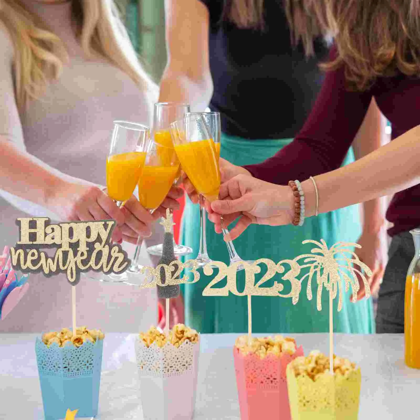 

New Cake Year Party Picks Cupcake Decoration Toppers Topper Happy Decor Supplies Years Eve Dessert Favors Nye Decorations