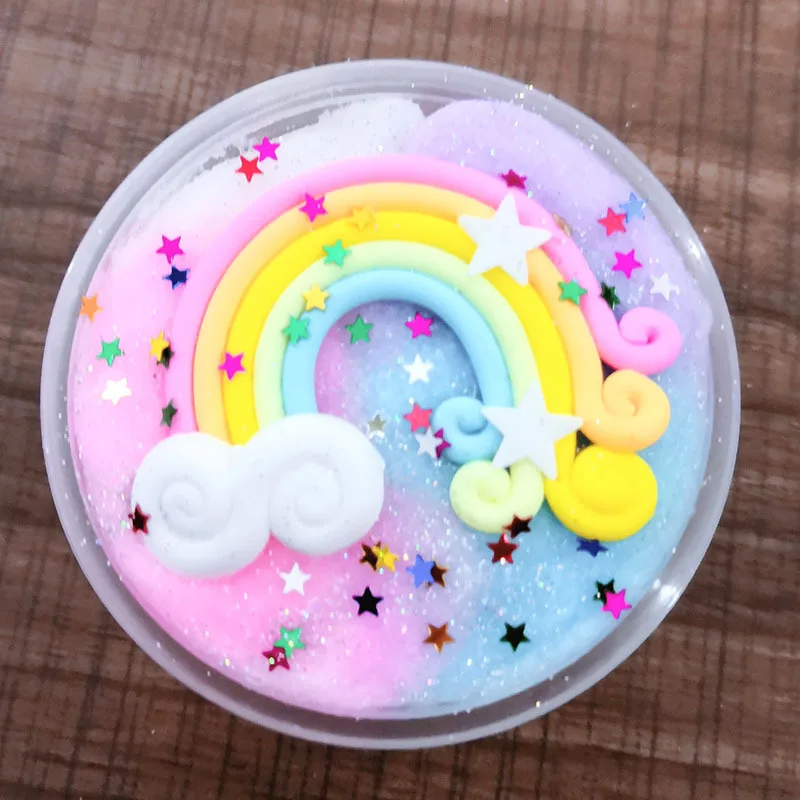 

Rainbow Fluffy Cloud Slime Toy Antistress Slimes Supplies DIY Modeling Polymer Sand Fidget Plasticine Gum For Handmade Toys
