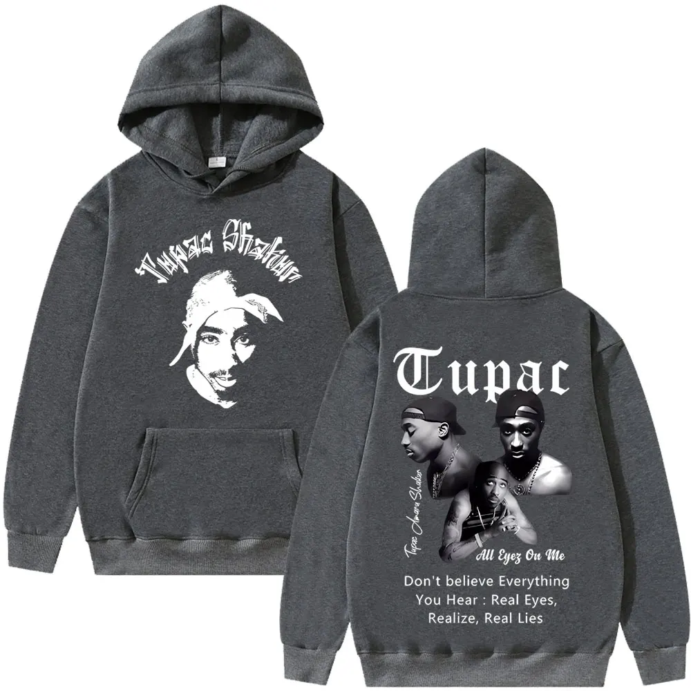Rapper Tupac 2pac Shakur All Eyez on Me Hoodie Men Women Fashion Hip Hop Vintage Hooded Sweatshirt Men's Loose Oversized Hoodies