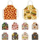 ВЕСЕЛЫЕ ФАРТУКИ с графическим принтом еды, Короткие фартуки для кухни, женские домашние фартуки для готовки и выпечки