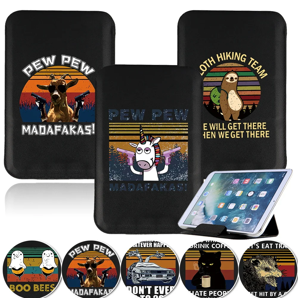 

Tablet Magnet Pack Bag for 7 8 10 10.1 Inch Cover Sleeve Stand Pouch Pew Print Pu Leather Portable Folding Tablets & Case