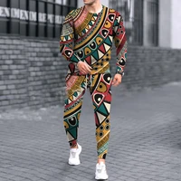 mens spring oversized clothes 3d vintage long sleeved suit autumn t shirt mens sweatpants set casual loose tracksuit outfits