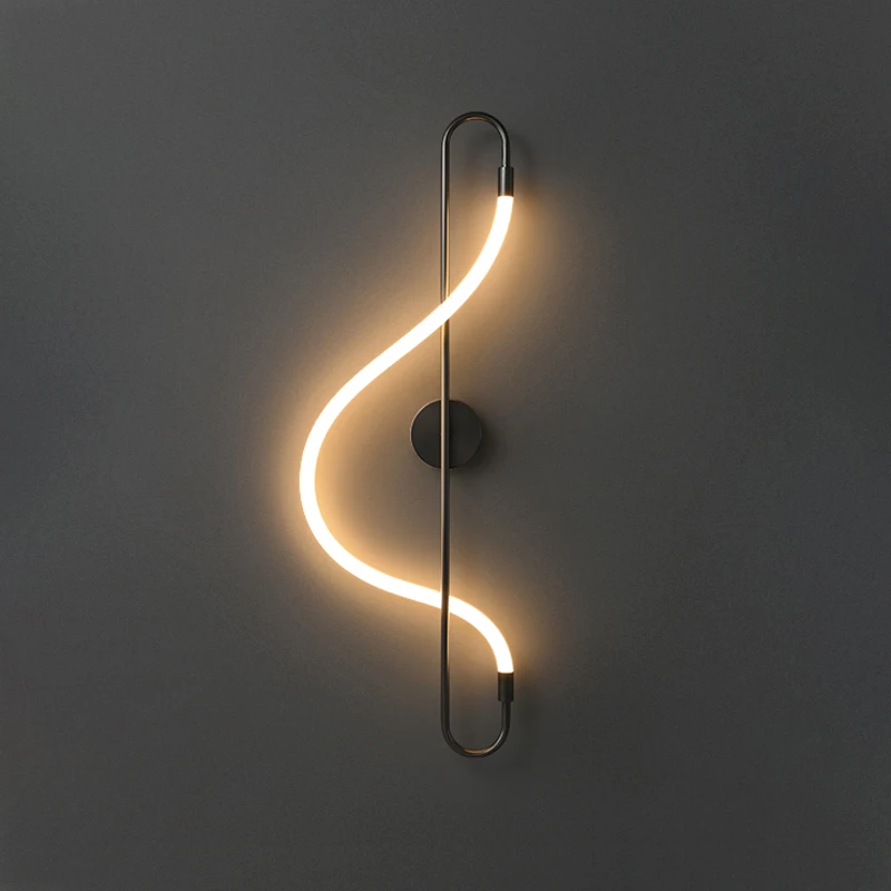 Музыкальные ноты Золото Черный Хром Белый Светодиодные дизайнерские настенные