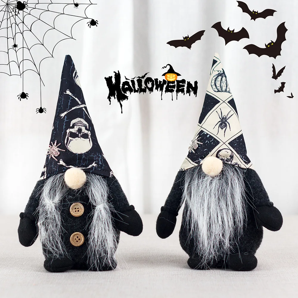 

Halloween Ghost dolls with Skeleton Skull Ghost check designs fabric witch hat decorative toys Home shopping mall School decor