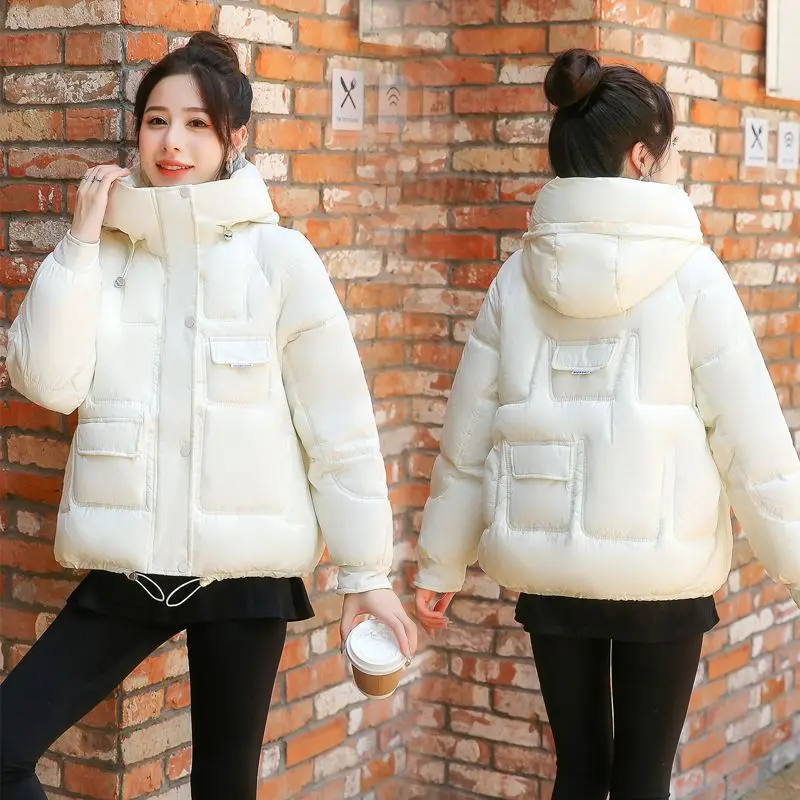 2023 New Winter Jacket Women Down Cotton Jacket Parkas Female Korean Loose Hooded Warm Hooded Coat Outwear Overcoat  A13