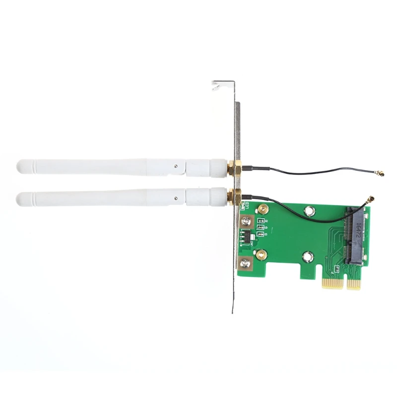 

Беспроводная Wi-Fi сетевая карта Mini PCI-E к PCI-E 1X настольный адаптер + 2 антенны B2RC