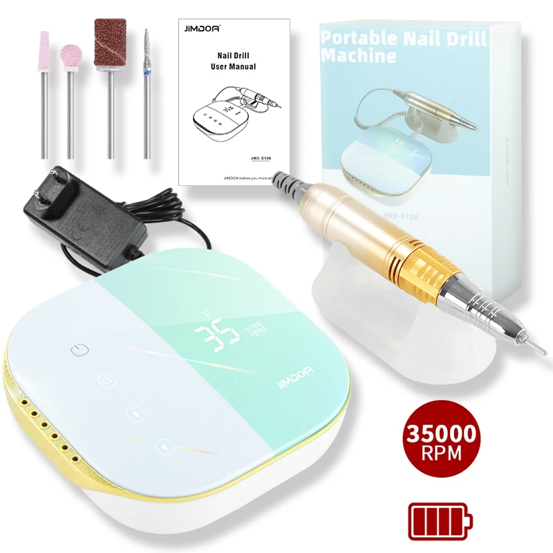 35W 35000RPM Rechargeable Portable Electric Nail Drill Manicure Machine Nail Lathe Nail Arts Salon Equipment