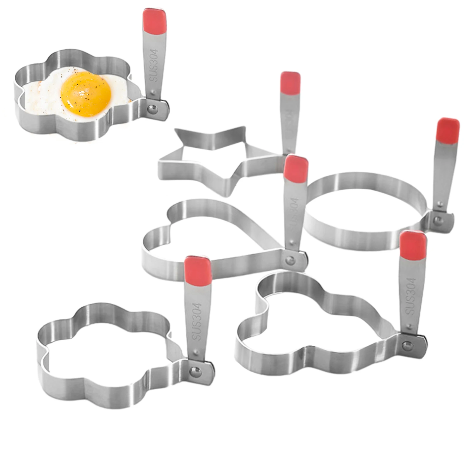 Omelet Mold Portable Grill Accessories For Camping Indoor Breakfast Sandwich Burger Nonstick Egg Rings For Frying Eggs English