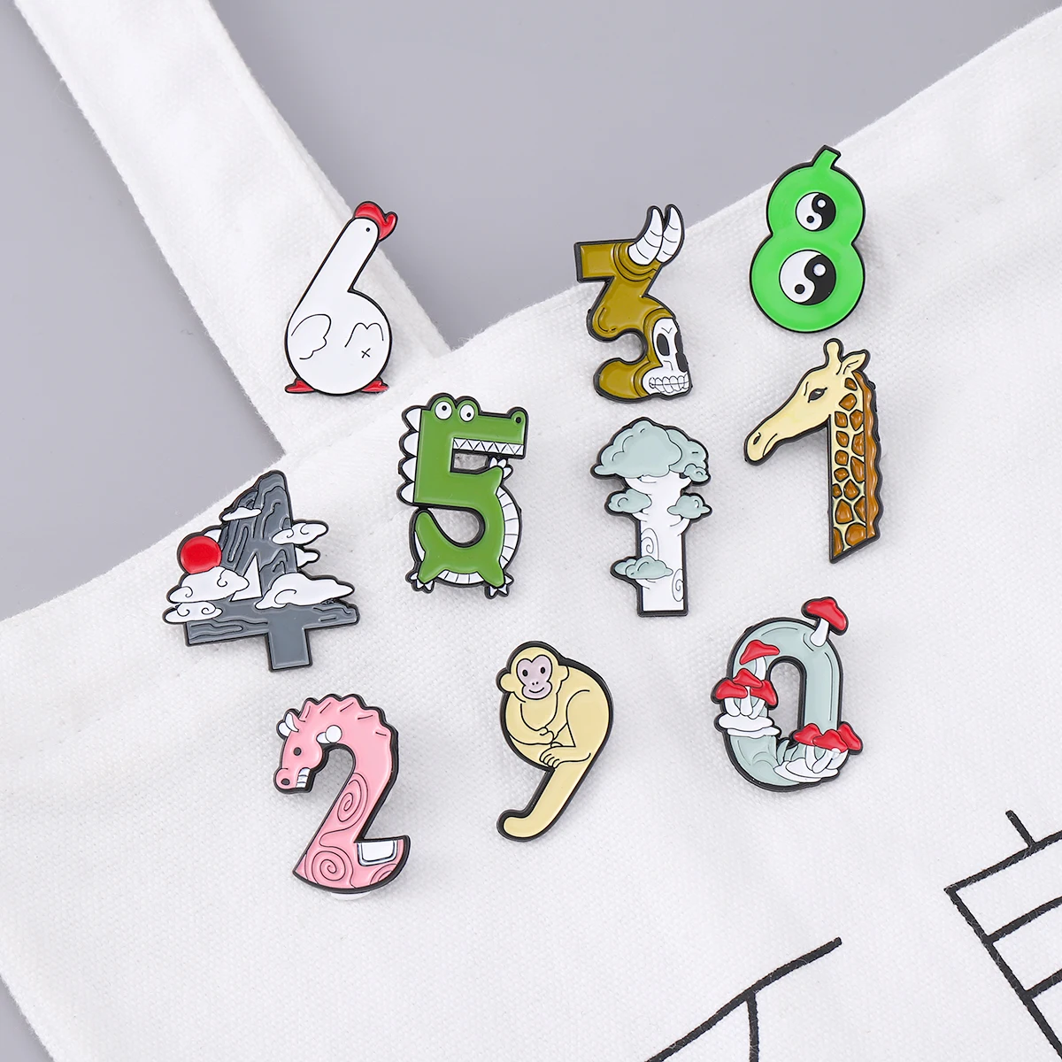Милые животные Арабские буквы с цифрами эмалированная булавка Гусь обезьяна