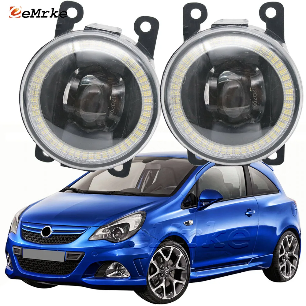 2 X Автомобильные светодиодные противотуманные фары в сборе для Opel Corsa D OPC / Vauxhall Corsa VXR 2006-2015 Angel Eyes DRL PTF линзы 15 Вт 12 В передняя фара