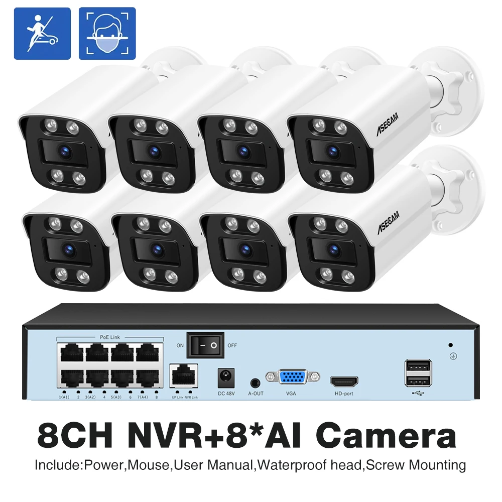 

ASECAM Система видеонаблюдения 8MP 4K