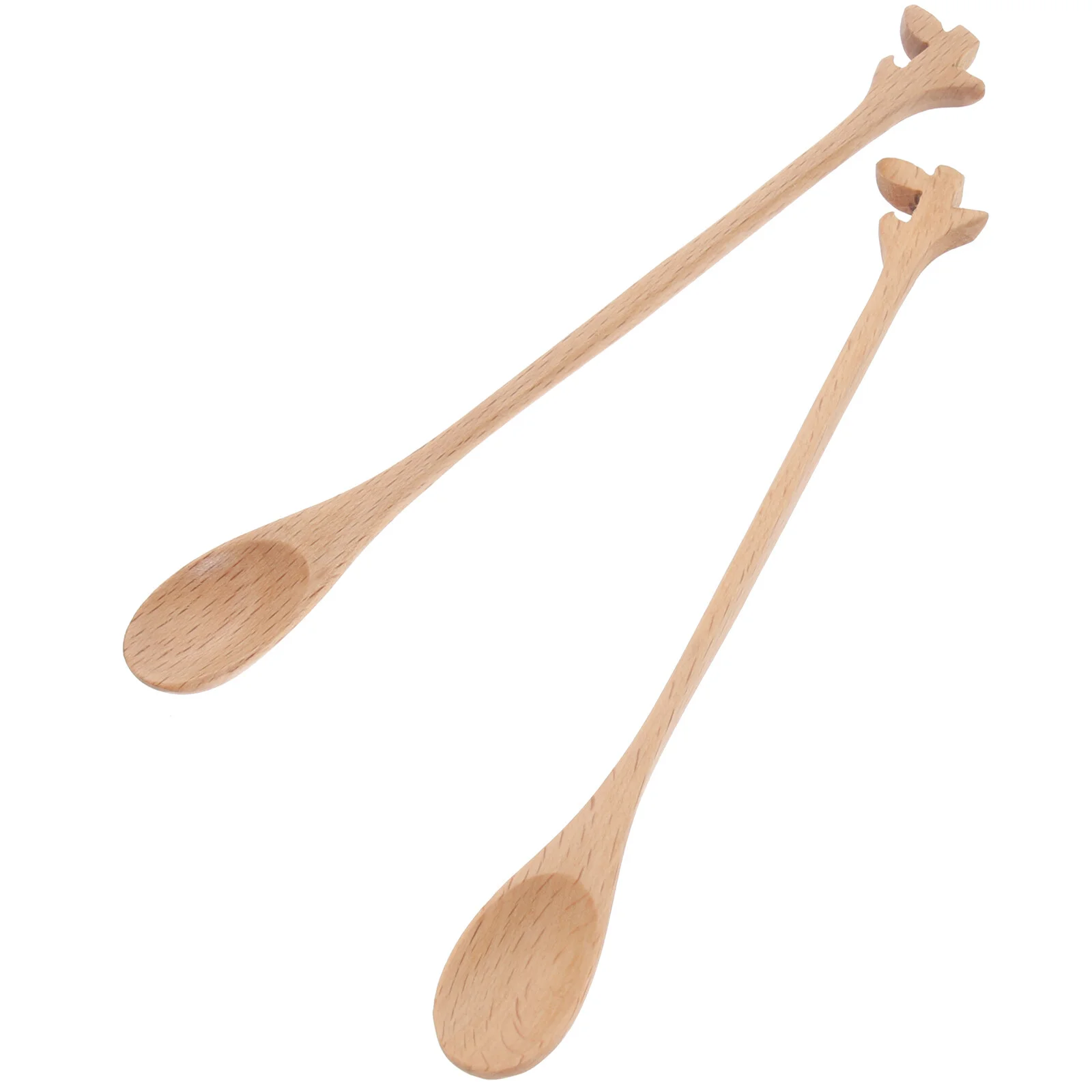 

2 Pcs Wood Decor Teaspoon Decorative Coffee Multi-function Spoons Lemon Mixing Cake
