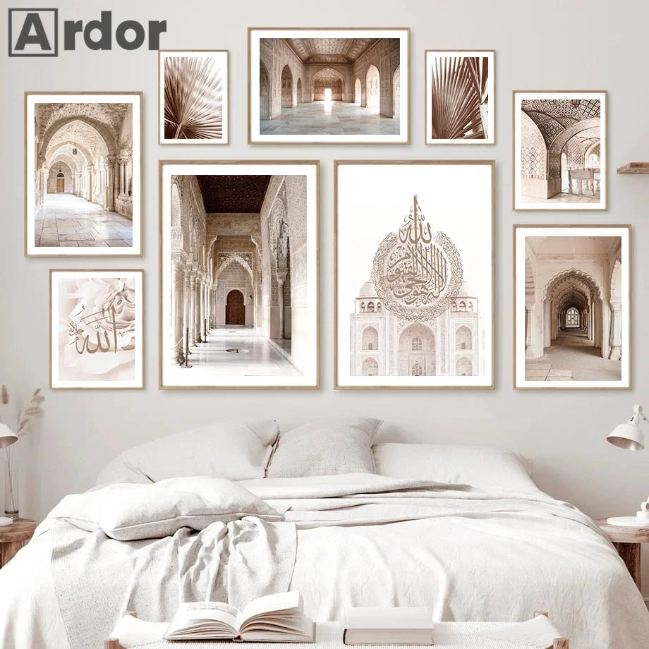 

Islamic Calligraphy Posters Mosque Religion Building Flowers Moroccan Wall Art Canvas Painting Nordic Prints Living Room Decor