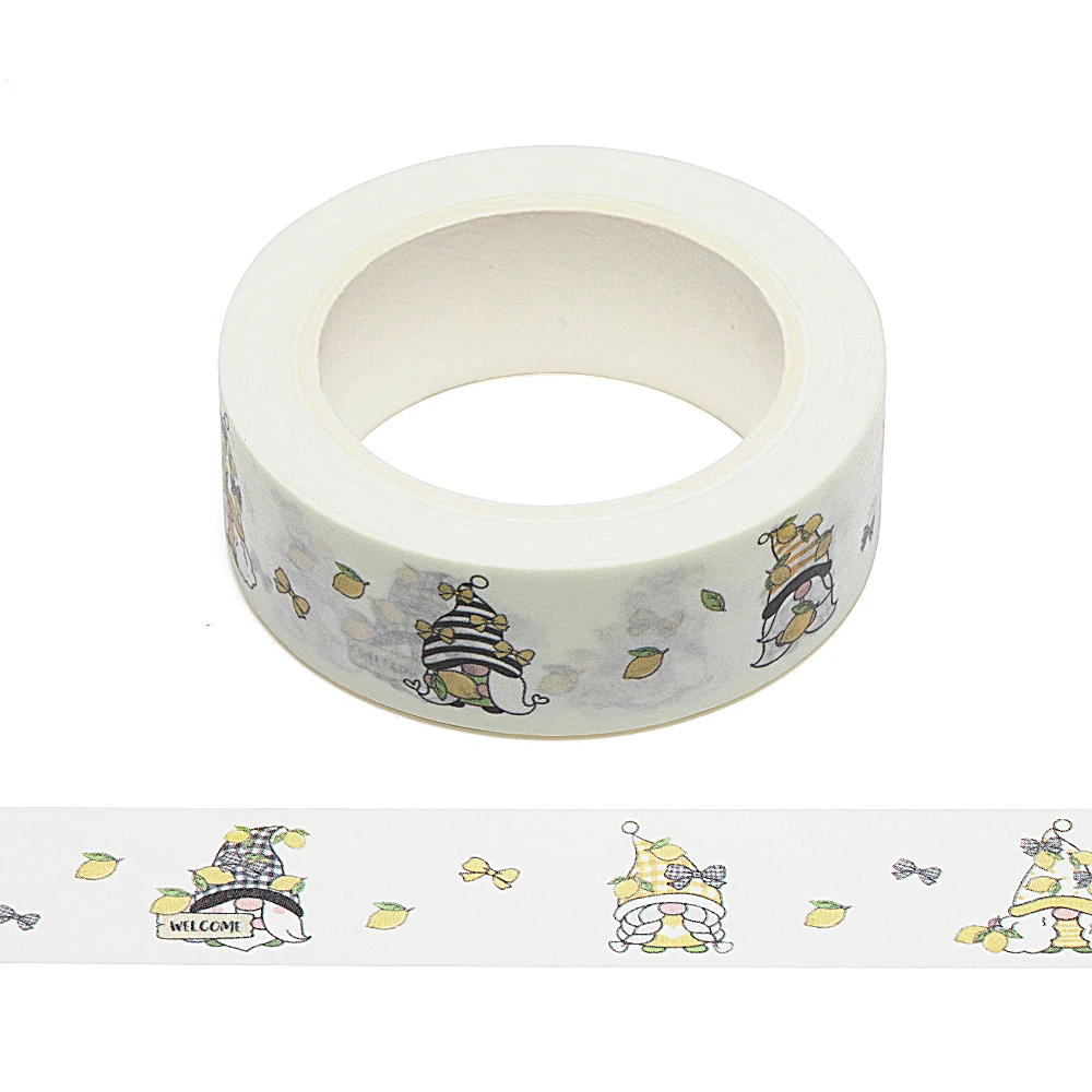 

NEW 1PC 15mm x 10m Drawing Lemon Gnome Spring Summer Catoon Washi Tape Scrapbook Masking Adhesive Washi Tape Stationery