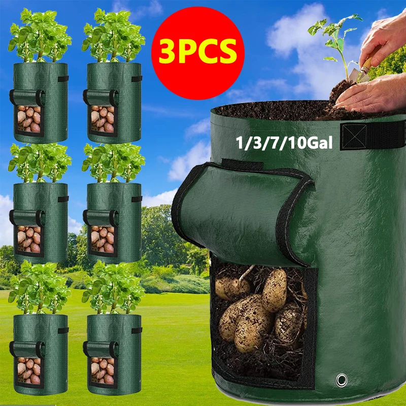 1/3/5/7/10 Gallon PE Strawberry Grow Bag Large Outdoor Plant Flowerpots Gardening Tools And Equipment Vegetable Patch Plant Bag