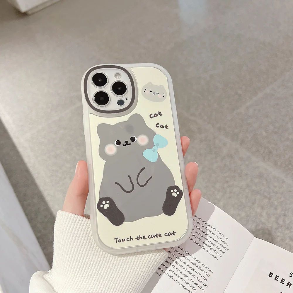 Milk White Ins Cartoon Cat Suitable for iPhone 12 Phone Case 11 Apple 13 Pro Max Makeup Mirror Xs Protective Case 14 Anti drop x