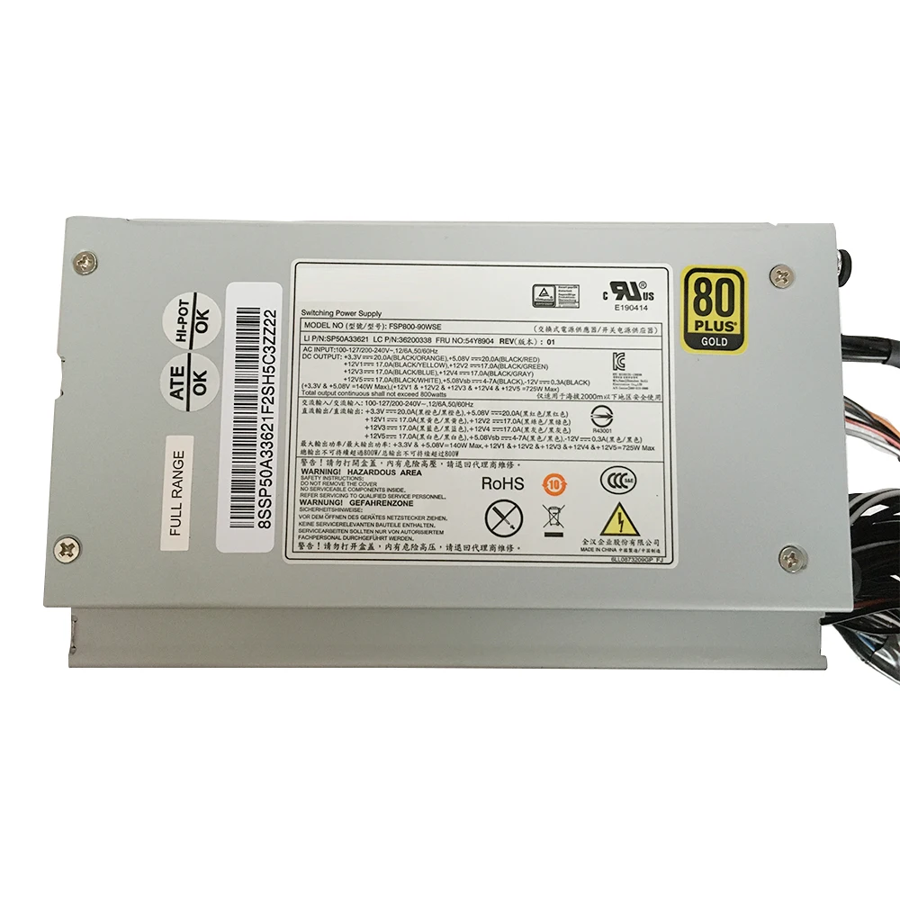 Блок питания для рабочей станции Lenovo C30 800 Вт, телефон стандарта SP50A33621 36200338 54Y8904 54Y8843, полностью протестирован