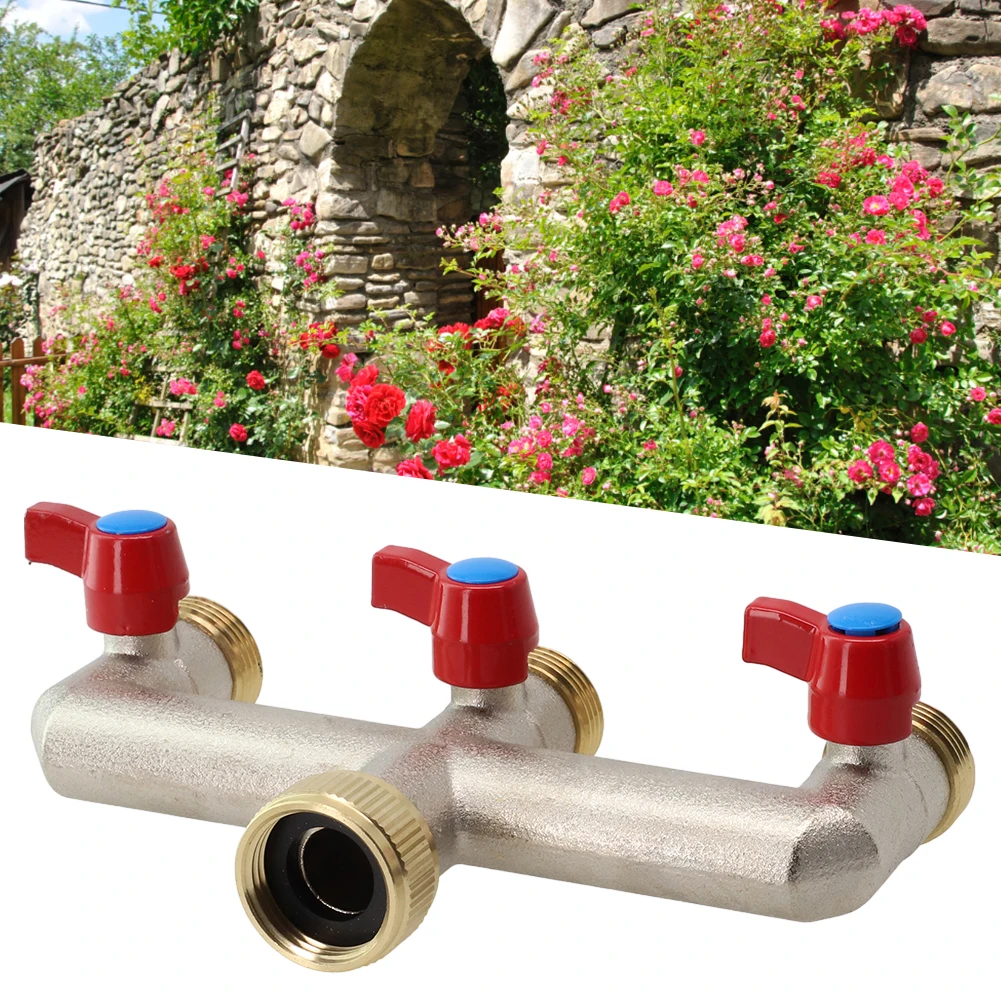 

3/4 Brass Garden Hose Connector 3 way faucet distributor Ideal for High Pressure & Hot and Cold Water Connections