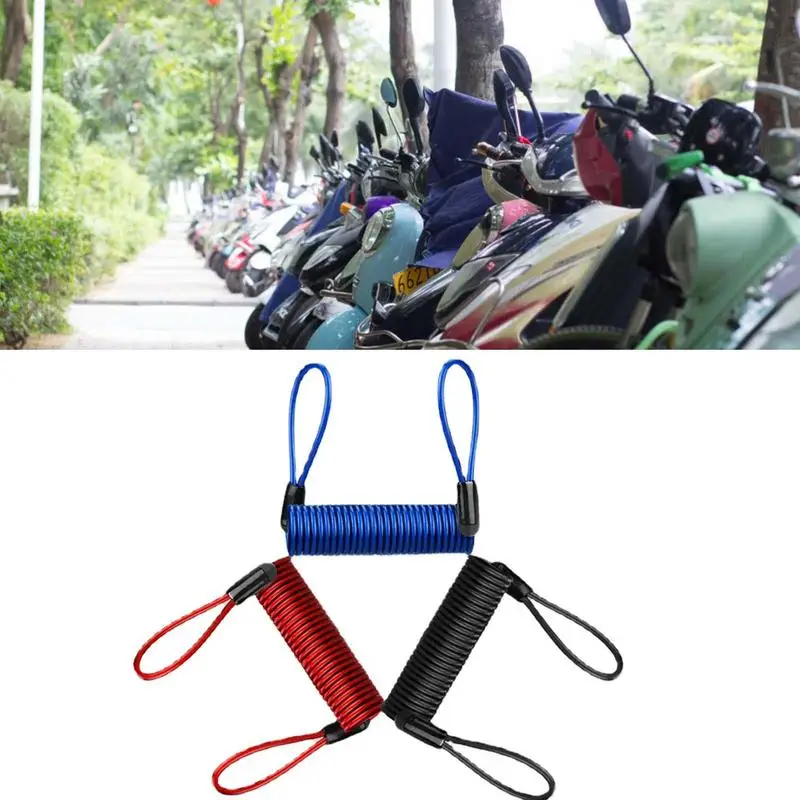 

1.5m Motorcycle Scooter Disc Lock Cable Security Reminder Anti Theft Bike Moto Tools Bicycle Warning Spring Rope Wire Helmet