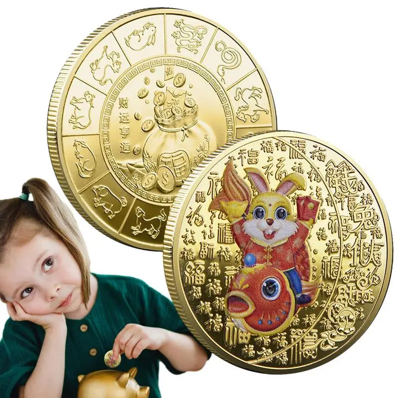 

Year Of Rabbit Commemorative Coins Chinese New Year Zodiac Bunny Feng Shui Coins 2023 China Lunar Year Auspicious Coin Coins For