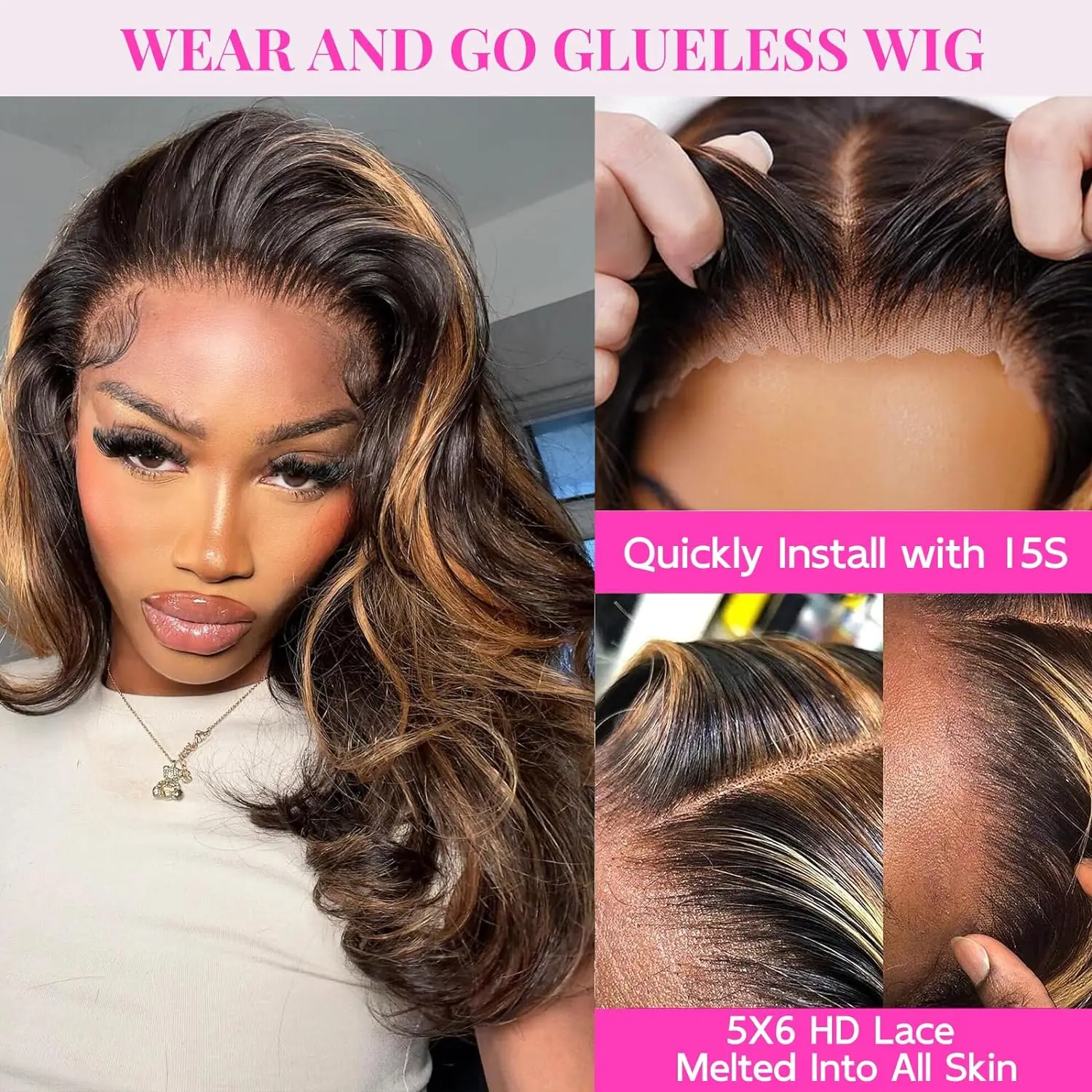 Короткие Ombre Highlight 30 40-дюймовые парики с кружевной застежкой Объемная волна Remy