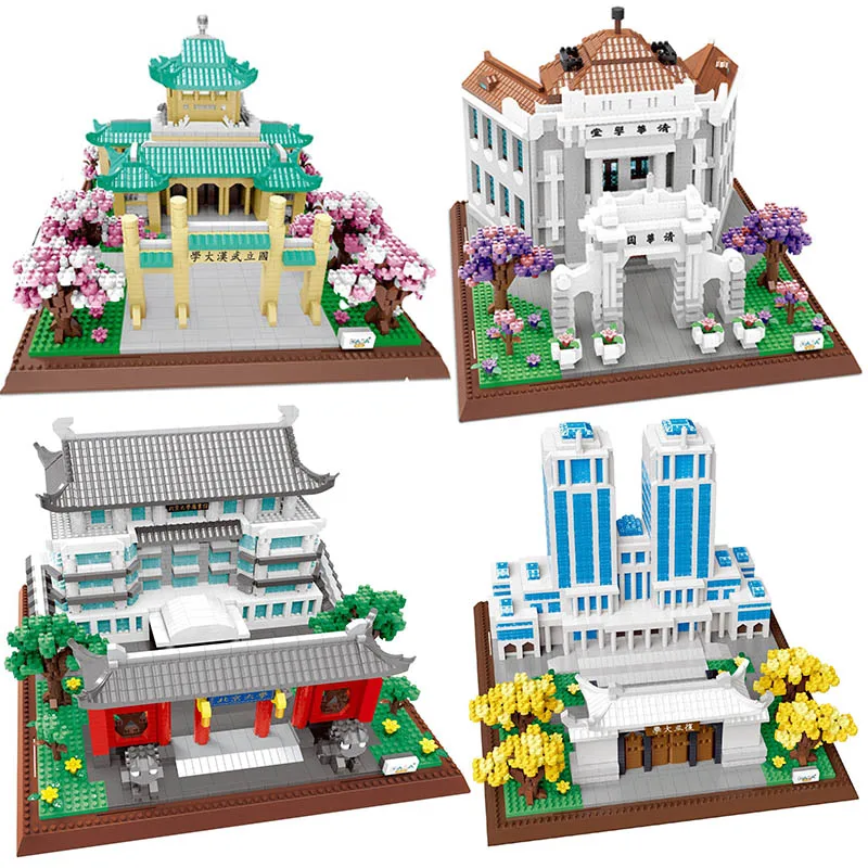 

Creative Expert Micro Famous University Architecture Model Building Blocks City Peking Tsinghua School Diamond Bricks Toys Gifts