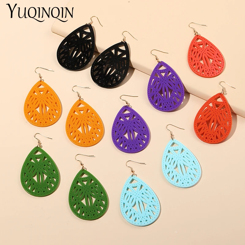 

Vintage Big Dangle Earrings for Women Fashion Jewelry Boho Resin Korean Trendy Drop Women's Earings Long Teardrop-shaped Brincos