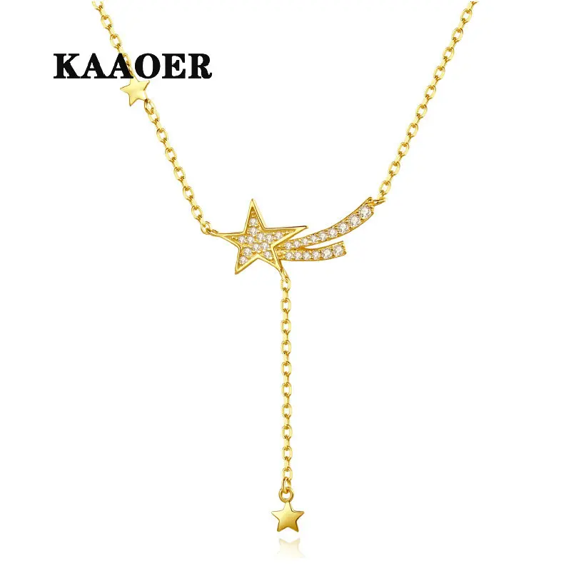 

KAAOER 2022 Новинка 100% S925 женские ожерелья со звездами желаний из циркония модные европейские и американские Подвески с кисточками оптовая прод...