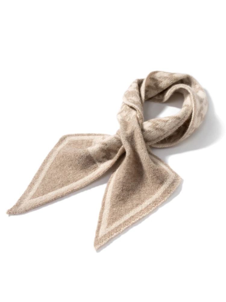 

Women 35% Cashmere Houndstooth Knitted Small Scarf Color Matching Neck Warmer Ring Collar Wool Female 2022 Accessories
