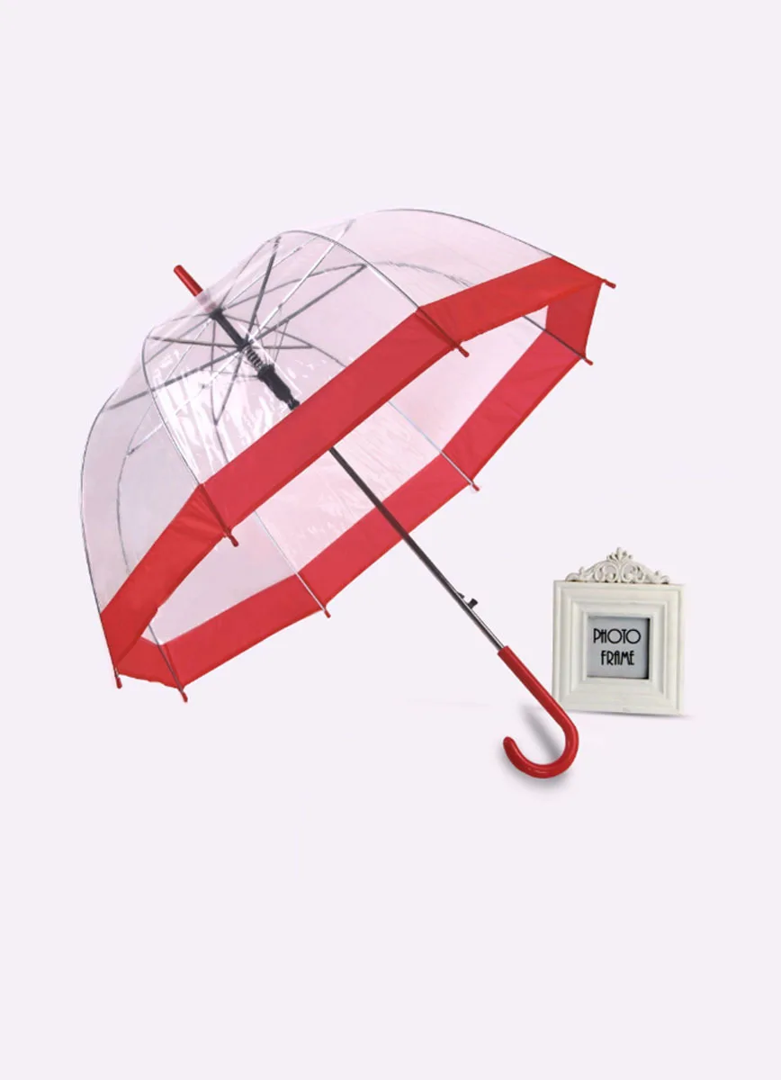 Зонт трость прозрачный с красной окантовкой | zc transparent Зонты