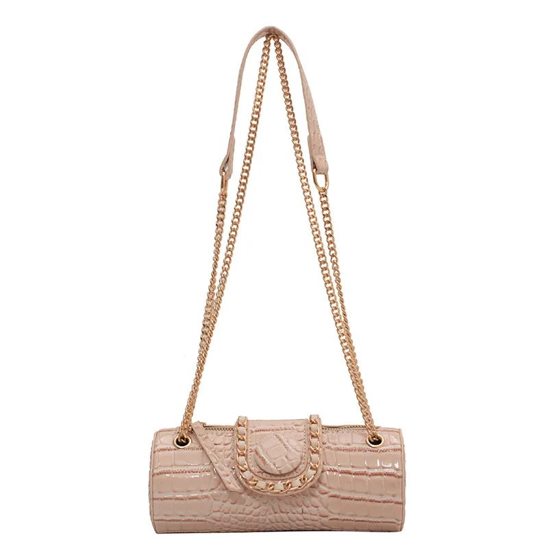 

Small Chain Barrel Shaped PU Leather Bags for Women 2023 Fashion New Women's Luxury Designer Handbag Shoulder Crossbody Bags