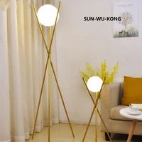 modern led floor lamp iron glass ball stand lights for living room nordic home decoration e27 gold tirpod corner standing light