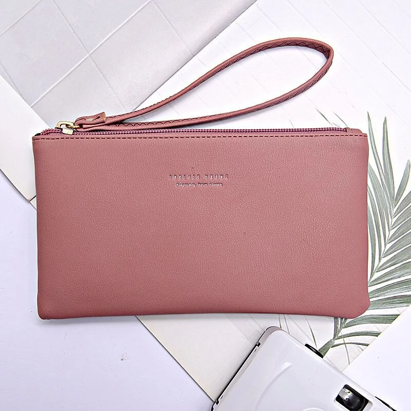 

New mobile phone bag female long zipper coin purse female Korean version of pure color wild card bag mobile phone bag wallet