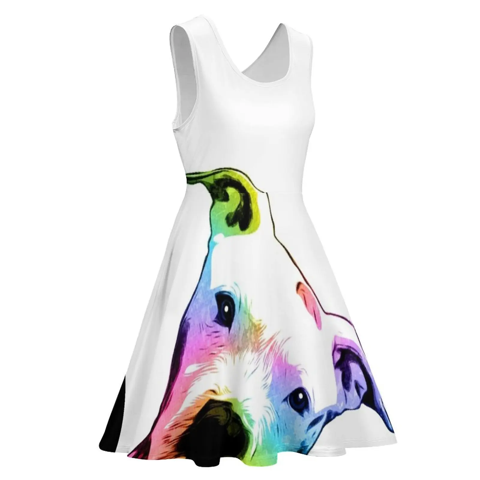 Женское платье без рукавов Радужное в стиле поп-арт летнее для выпускного вечера