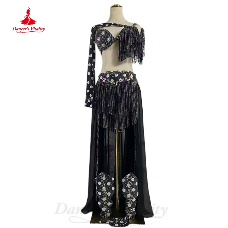 

Belly Dance Costume Women Custom Bra+sleeves+long Skirt 3pcs Oriental Dance Clothing for Girl's Bellydance Performance Outfit