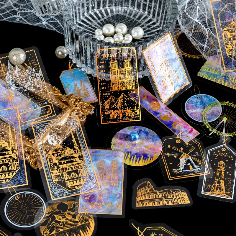 

30pcs Vintage Hot Stamping PET Sticker Pack Magic Array Universe Garden Hand Account DIY Material Decorative Stationery Stickers
