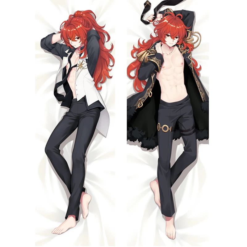 

New design Game Genshin Impact Diluc Dakimakura Pillow Case Man Otaku Hugging Body Peachskin Cushion Cover