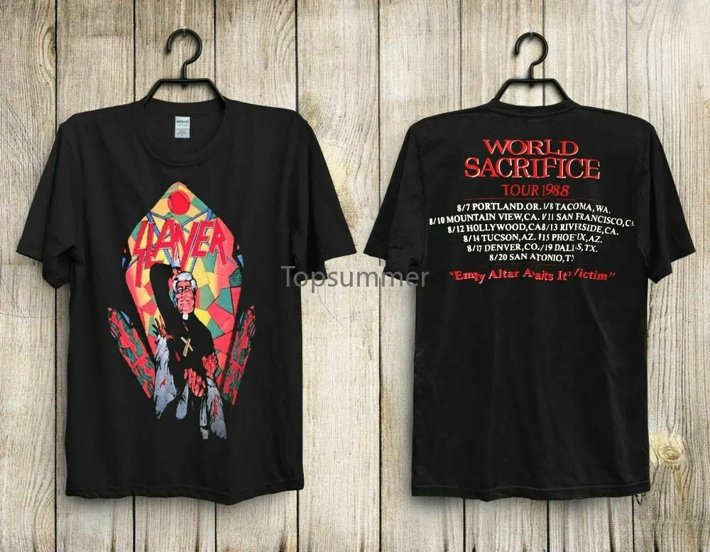 

Vtg 1988 Slayer Wolrd Sacrifice Tour Exodus Kreator Samhain Tshirt Reprint