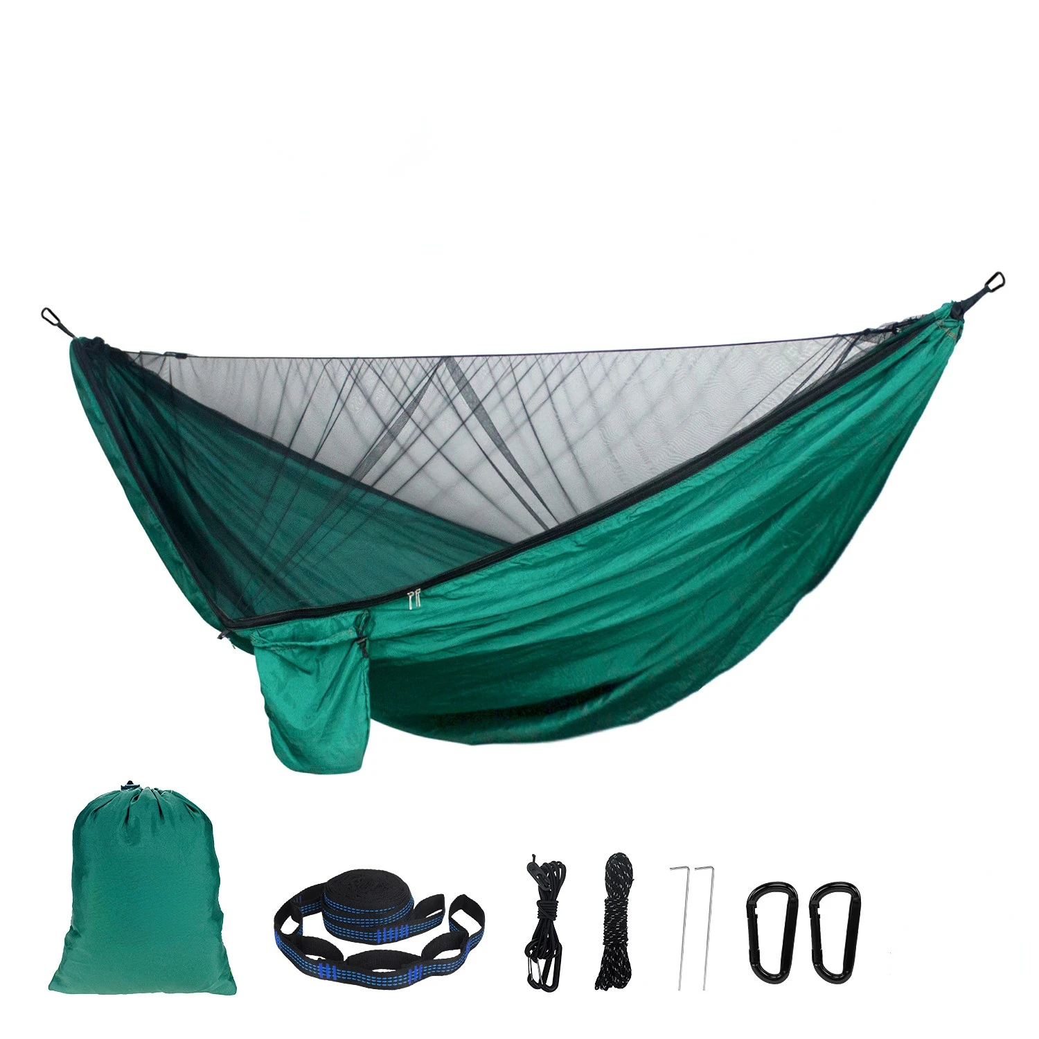 

Mosquito Net Hammock Nylon Mesh Hammock Outdoor Camping Travel Rope Automatic Speed Open Dark Green swinging chair 2.9x1.4m