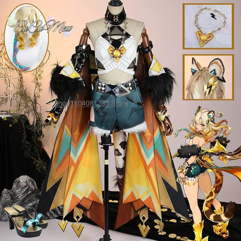 Парик для костюма косплея Genshin Impact парик хвост уши плавное пламя формировать душу