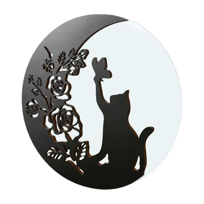 

Декоративное настенное зеркало, Лось и Черный кот, Черное круглое зеркало для туалетного столика, лось, черная кошка, настенные, декоративные, для зеркала для гостиной, столовой
