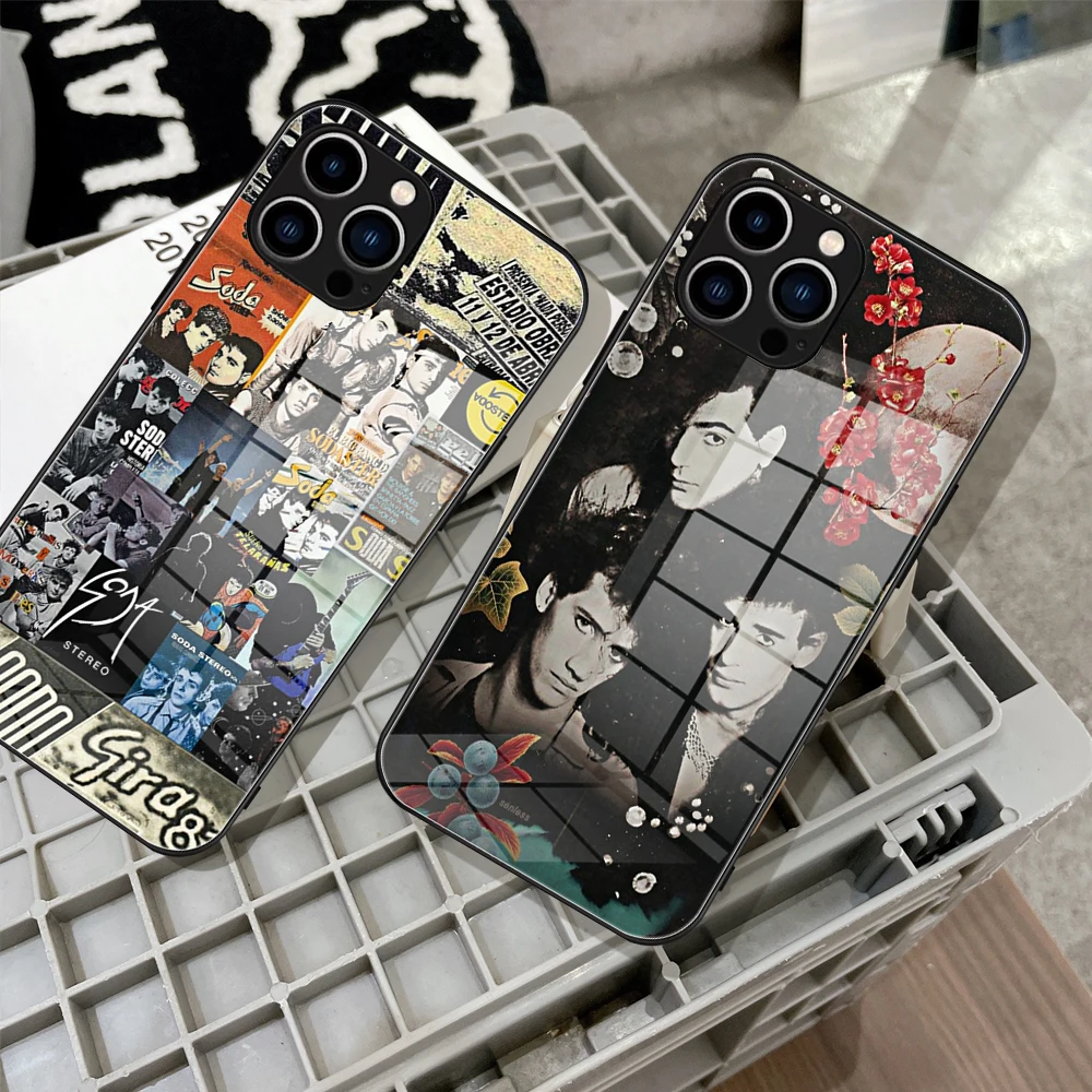 Стеклянный чехол для Iphone 14 sodawstereo Band, дизайнерские стеклянные чехлы для IPhone 13 14 12 11Pro XR XS MAX 14 Plus SE Pro