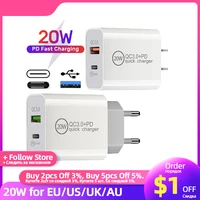 20w pd fast charger qc 3 0 fast charging usb phone charger usb type c multi plug wall charger adapter for samsung xiaomi iphone