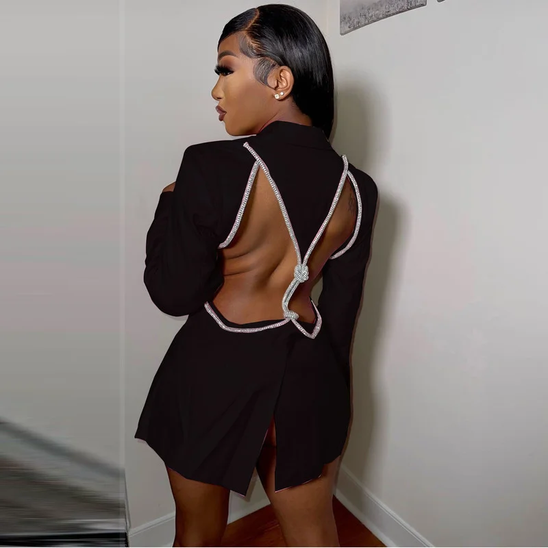 

Осень 2022, повседневное женское индивидуальное пальто WUHE, модная уличная одежда с открытой спиной, вечерняя рубашка, длинное пальто, одежда д...