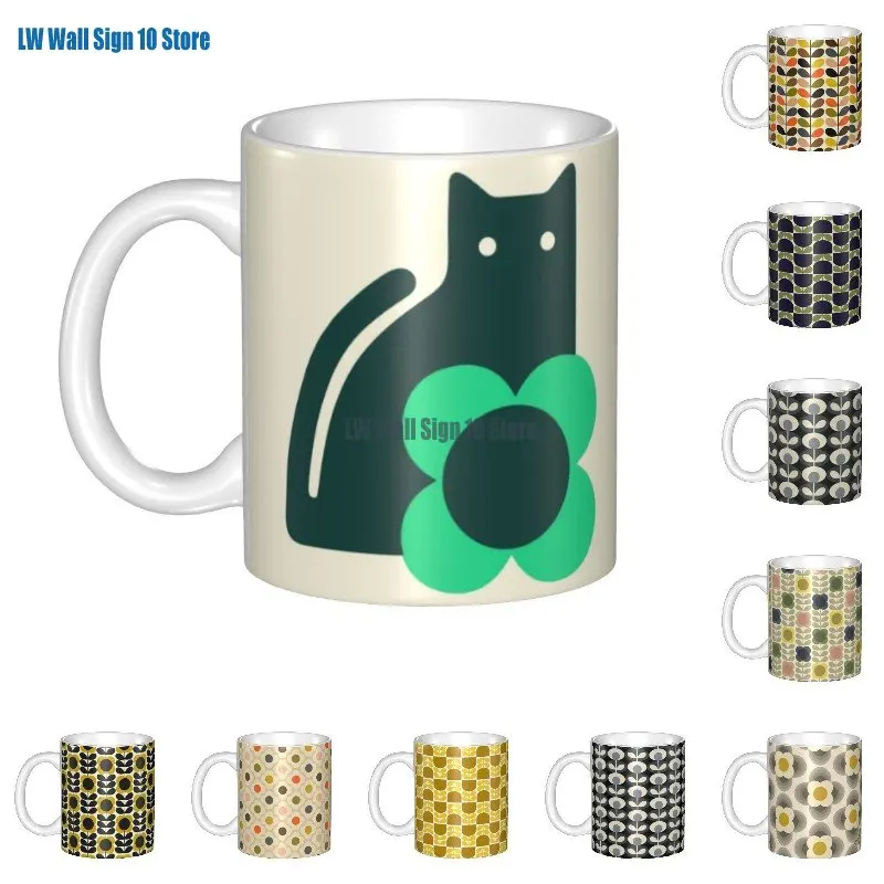 

Elegant Style Orla Kiely Cat Mugs Custom Scandinavian Ceramic Coffee Mug Creative Present Outdoor Work Camping Cups