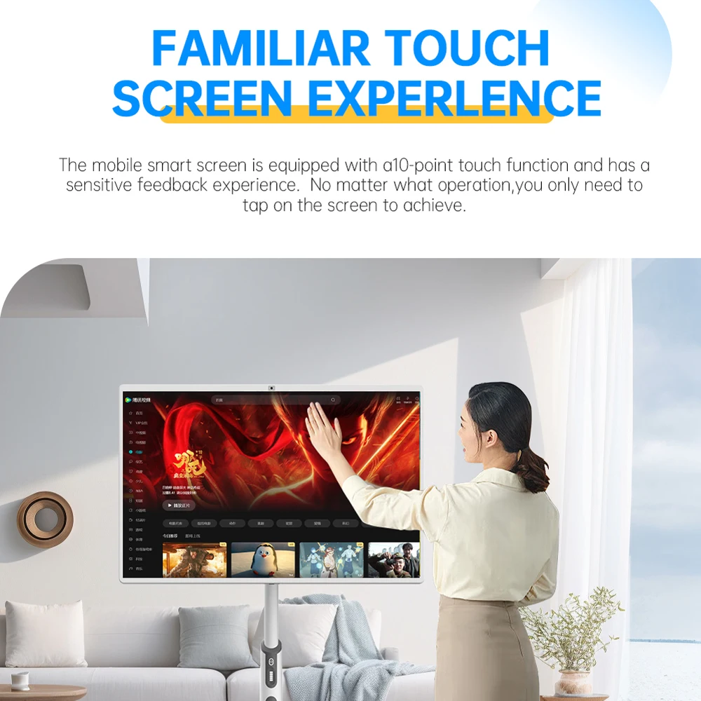 Фото Портативный HD-телевизор с сенсорным экраном 23,8 дюйма, Smart TV, цифровая подставка, портативный сенсорный дисплей Bestie TV №4