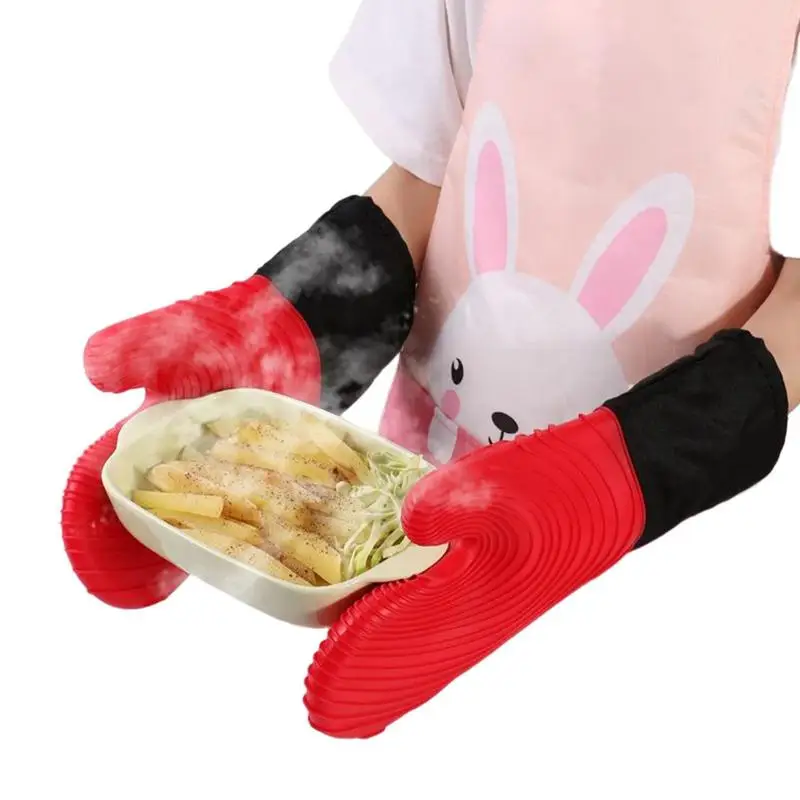 

Oven Mitts Silicon Oven Gloves Pair Durable Kitchen Mittens With Non Slip Spiral Texture For BBQ Baking Cooking And Grilling 1