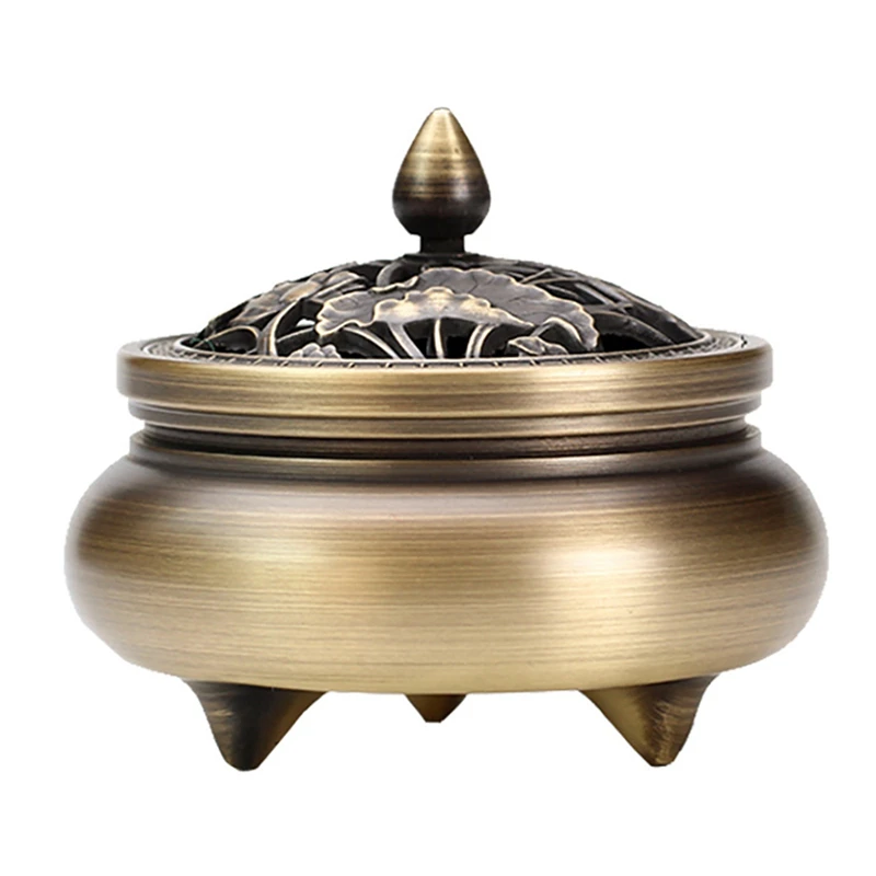 

Винтажная курильница из сандалового дерева, курильница на три фута, медные катушки, курильница для дома, комнаты, чайного домика, конусная к...