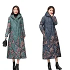 Женские свободные парки большого размера, уличные длинные пальто с принтом, женская одежда с хлопковой подкладкой, верхняя одежда, куртки с капюшоном