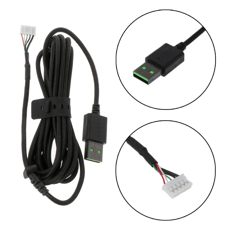 Durable Nylon Braided Line USB Mouse Cable Replacement Wire ForRazer DeathAdder Elite Wired Gaming Mouse W3JD